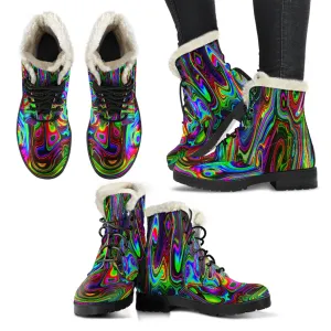 ACID DROP FAUX FUT LEATHER BOOTS | PSYCHEDELIC POUR HOUSE