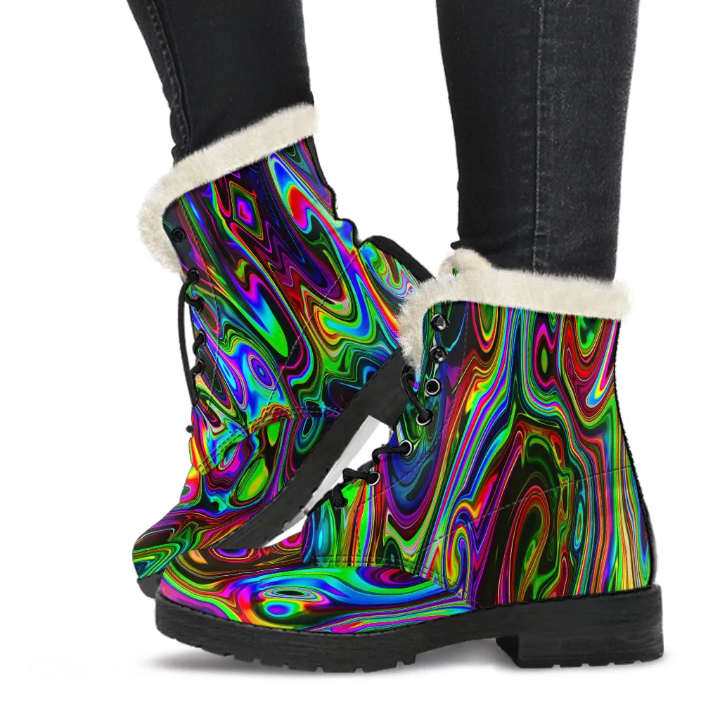 ACID DROP FAUX FUT LEATHER BOOTS | PSYCHEDELIC POUR HOUSE