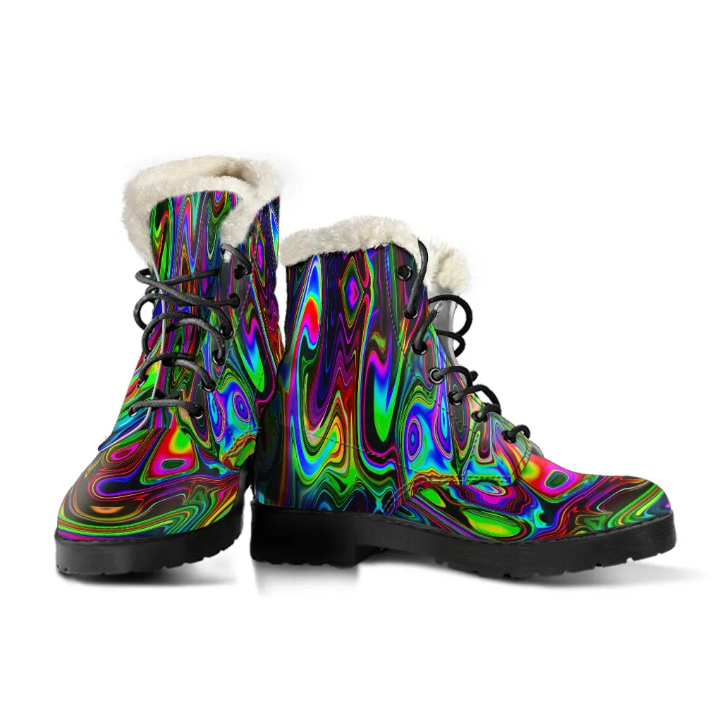 ACID DROP FAUX FUT LEATHER BOOTS | PSYCHEDELIC POUR HOUSE