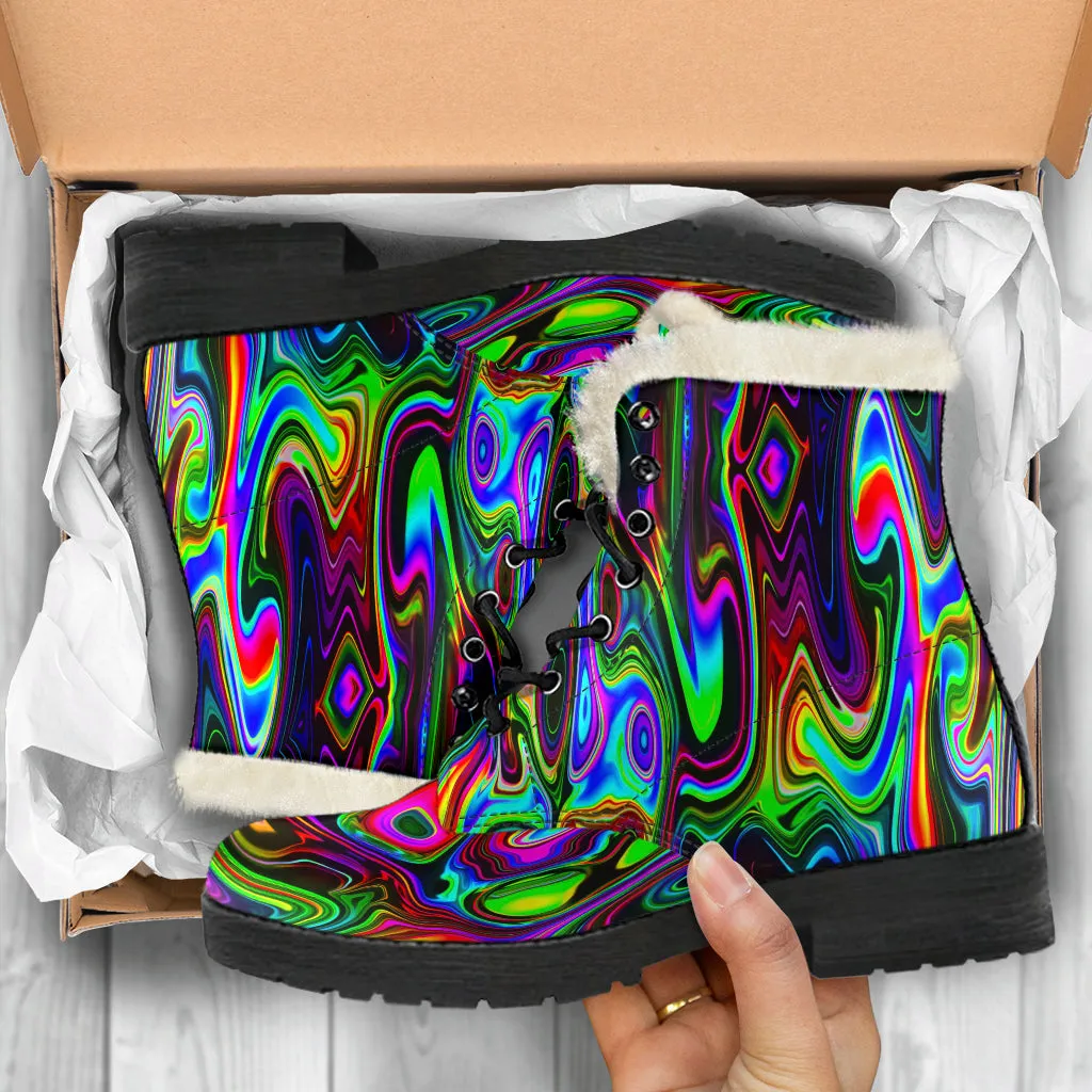 ACID DROP FAUX FUT LEATHER BOOTS | PSYCHEDELIC POUR HOUSE