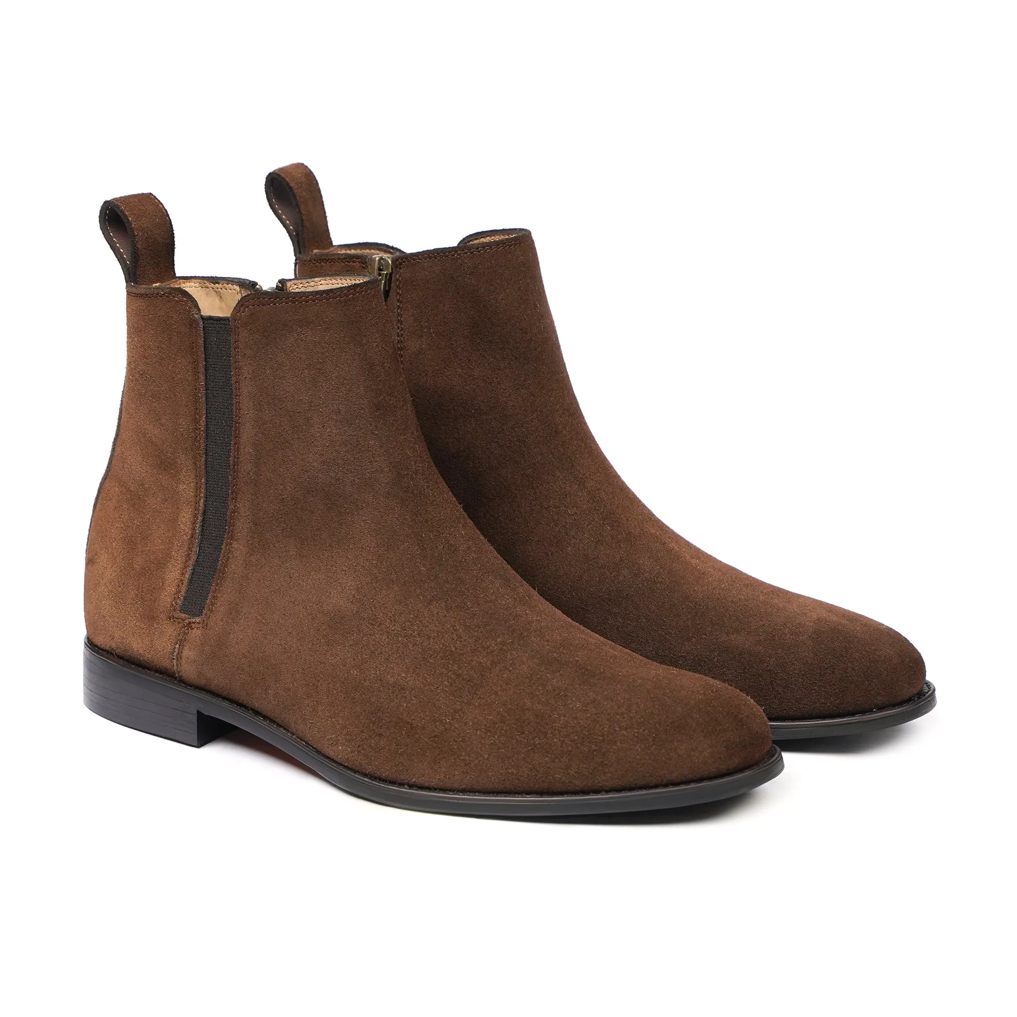 Akemi - Men's Dark Brown Kid Suede Chelsea Boot