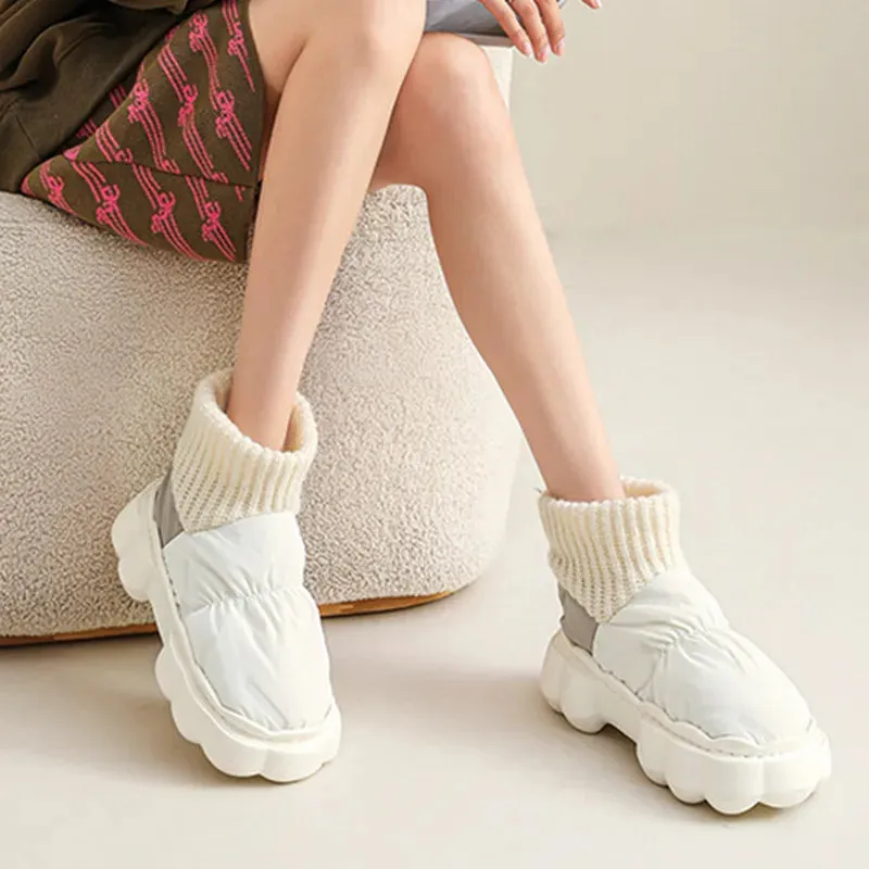 AMOZAE- - Winter Ankle Boots High Heels, Waterproof with Thick Soles for Warmth