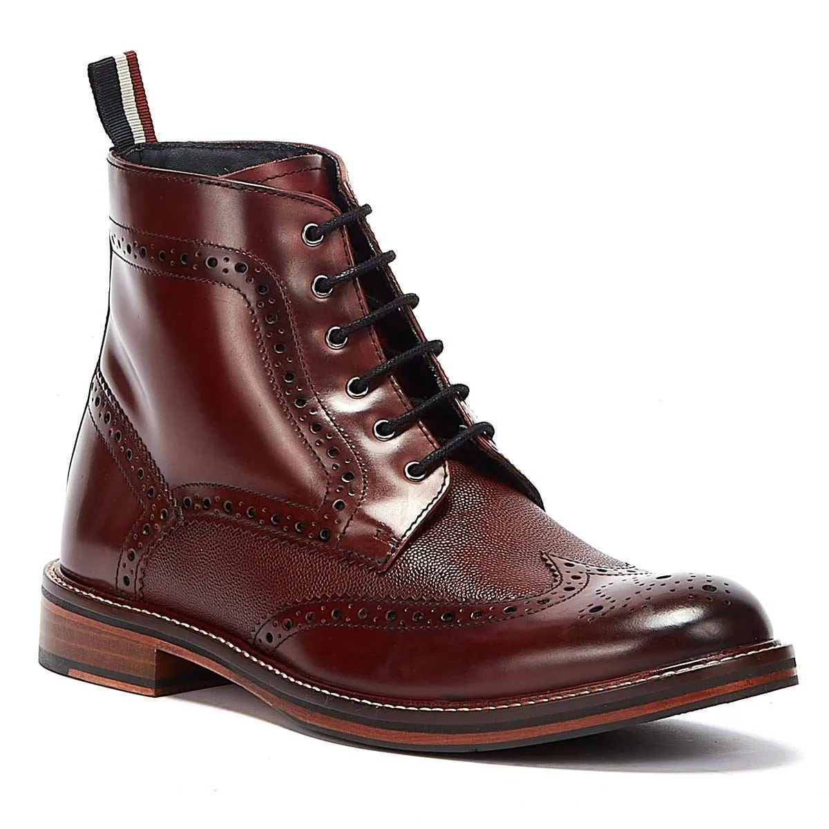 Ben Sherman Alfred Brogue Leather Men's Burgundy Boots