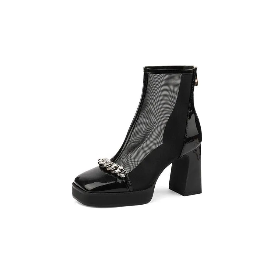 ChicLeather Wedge Platform Ankle Boots