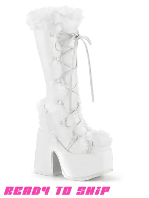 DEMONIA CAMEL 311 PLATFORM BOOTS - WHITE