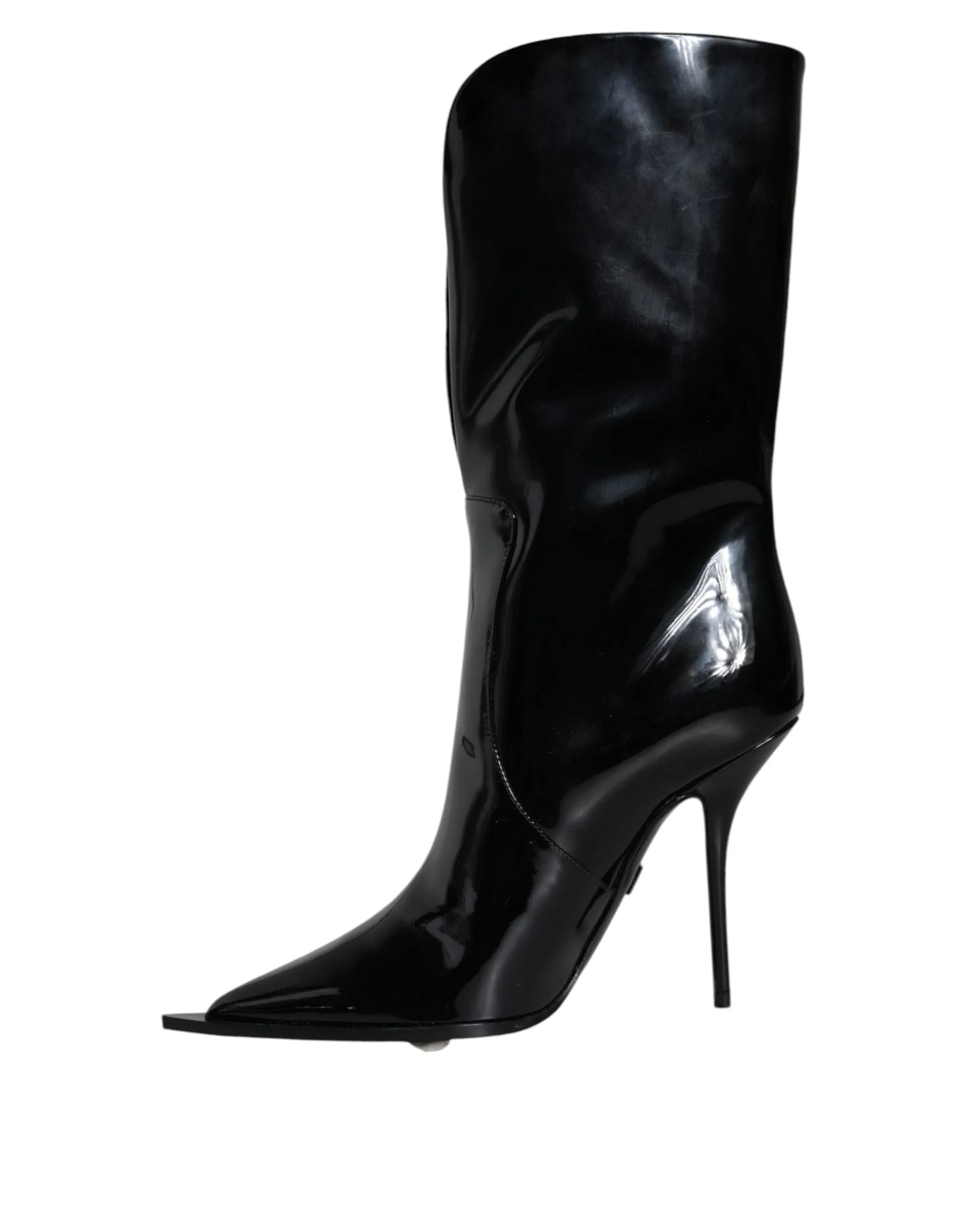 Dolce & Gabbana Mid Calf Boots In Patent Leather