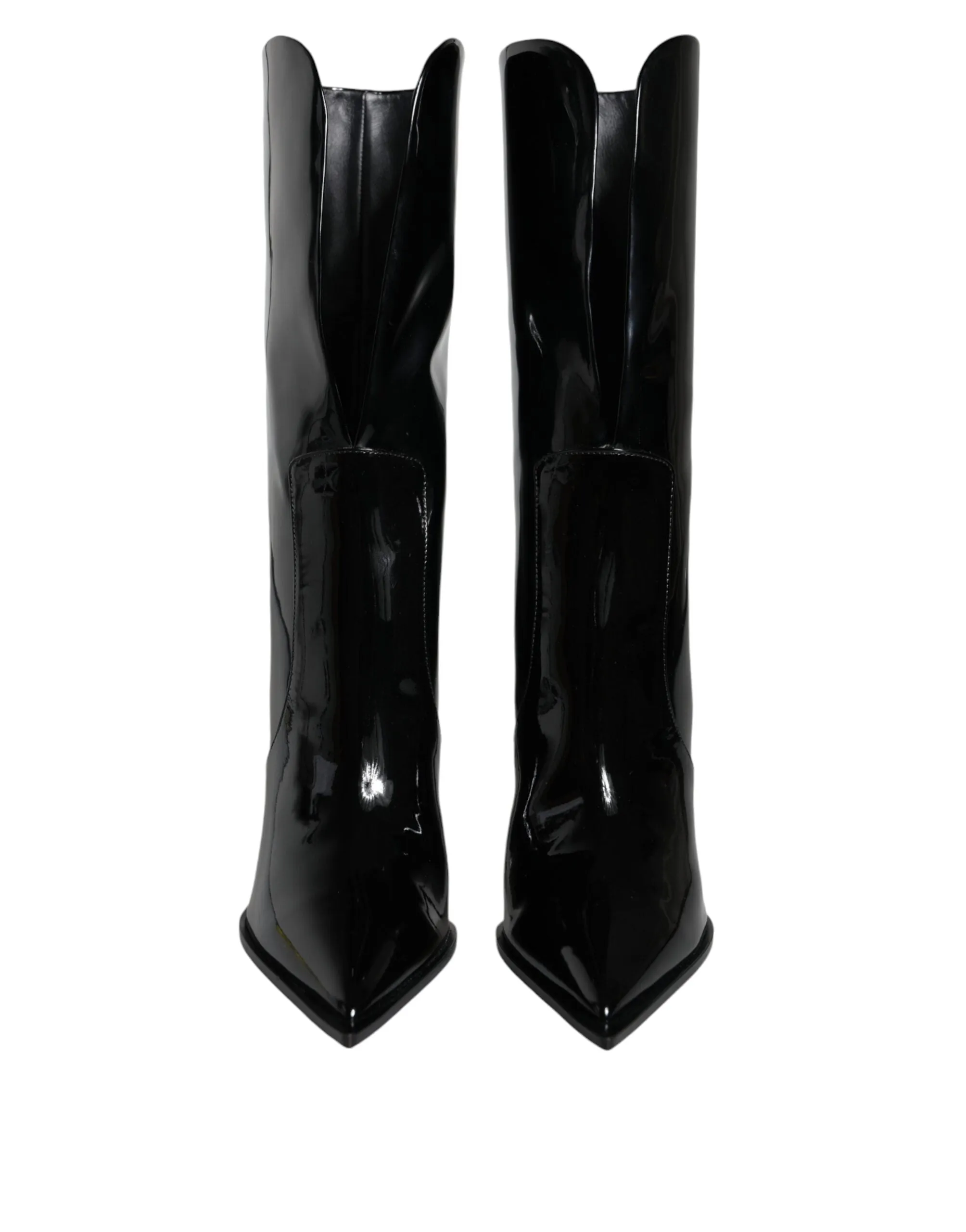 Dolce & Gabbana Mid Calf Boots In Patent Leather