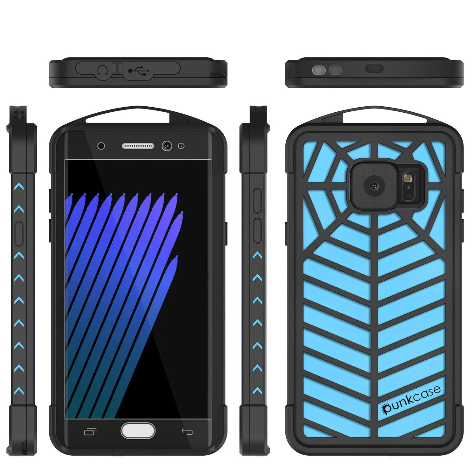 Galaxy Note 7 Waterproof Case, Punkcase WEBSTER Series, Light Blue | Heavy Duty Armor Cover