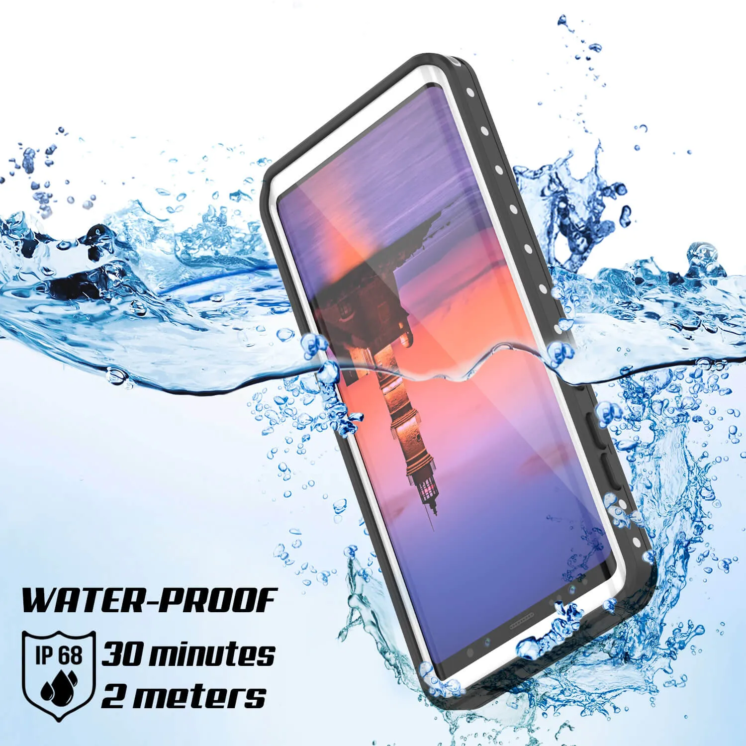 Galaxy Note 9 Waterproof Case, Punkcase Studstar White Thin Armor Cover