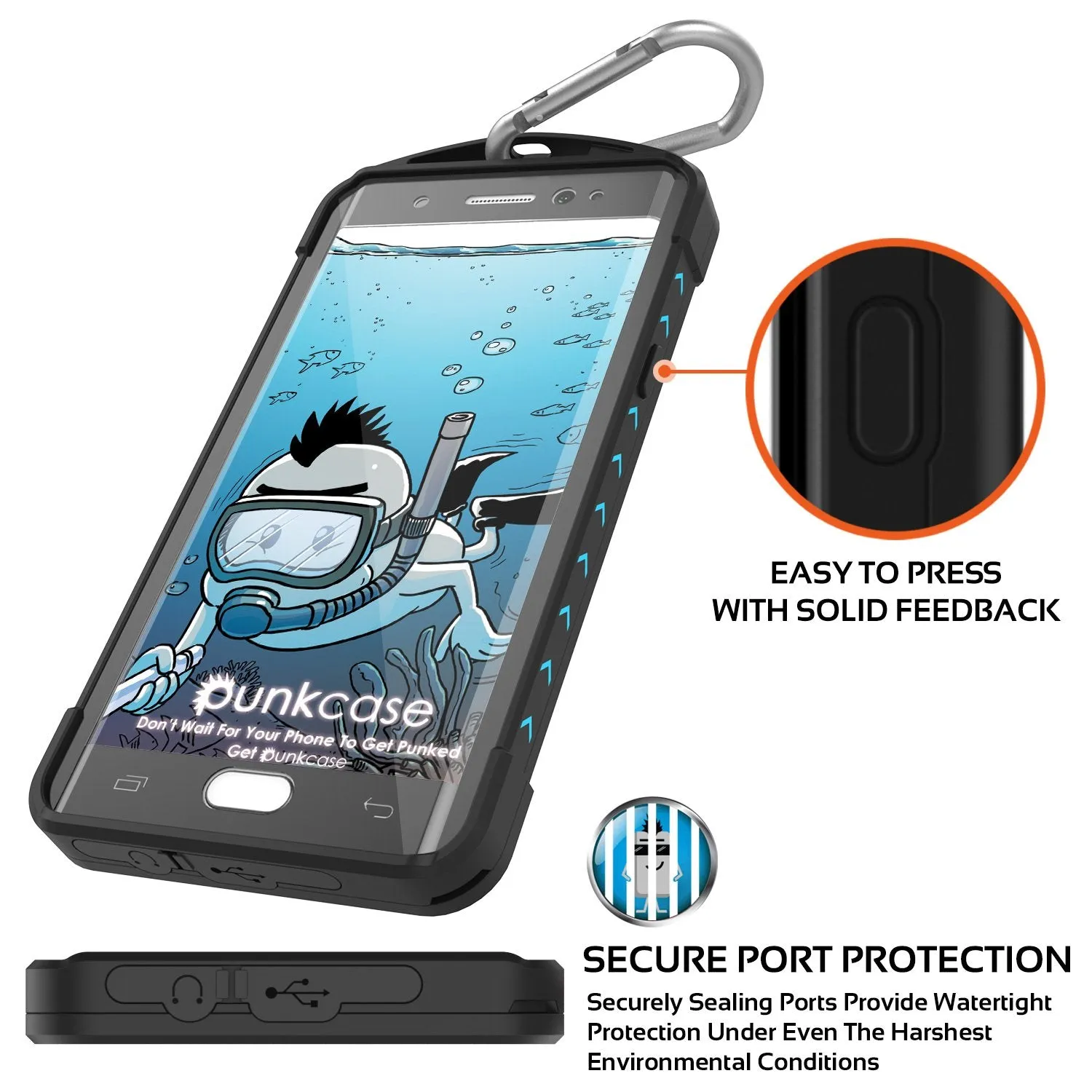 Galaxy Note FE Waterproof Case, Punkcase WEBSTER Series, Light Blue | Heavy Duty Armor Cover