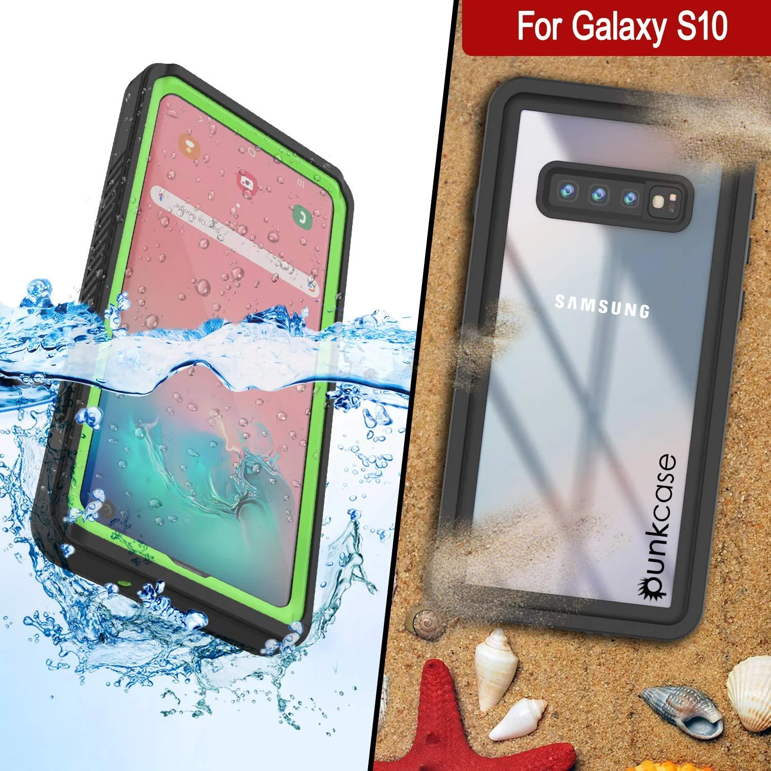 Galaxy S10 Water/Shockproof Screen Protector Case [Light Green]