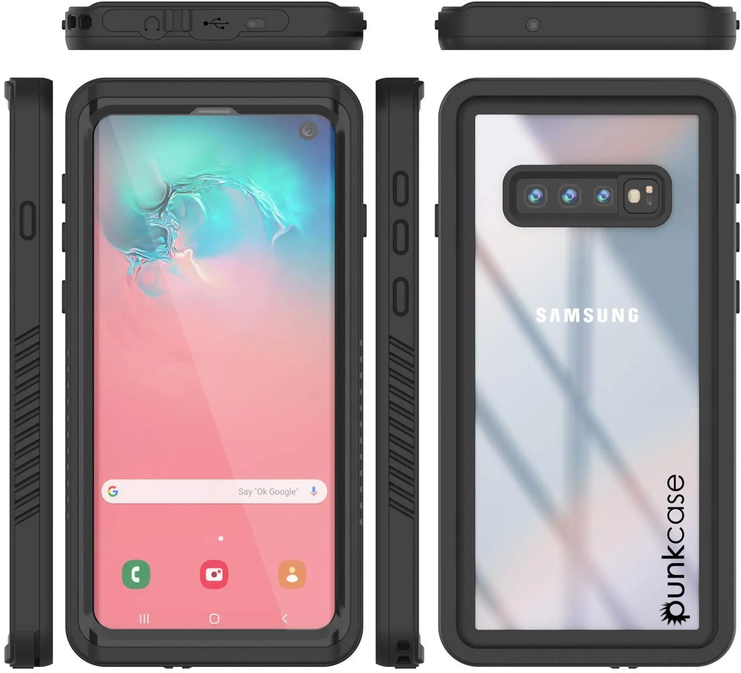 Galaxy S10 Water/Shockproof With Screen Protector Case [Black]