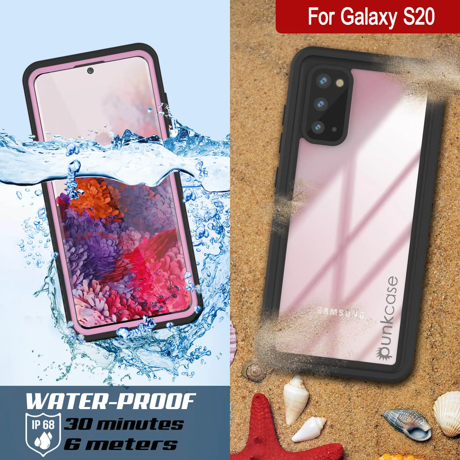 Galaxy S20 Water/Shock/Snowproof [Extreme Series] Slim Screen Protector Case [Pink]