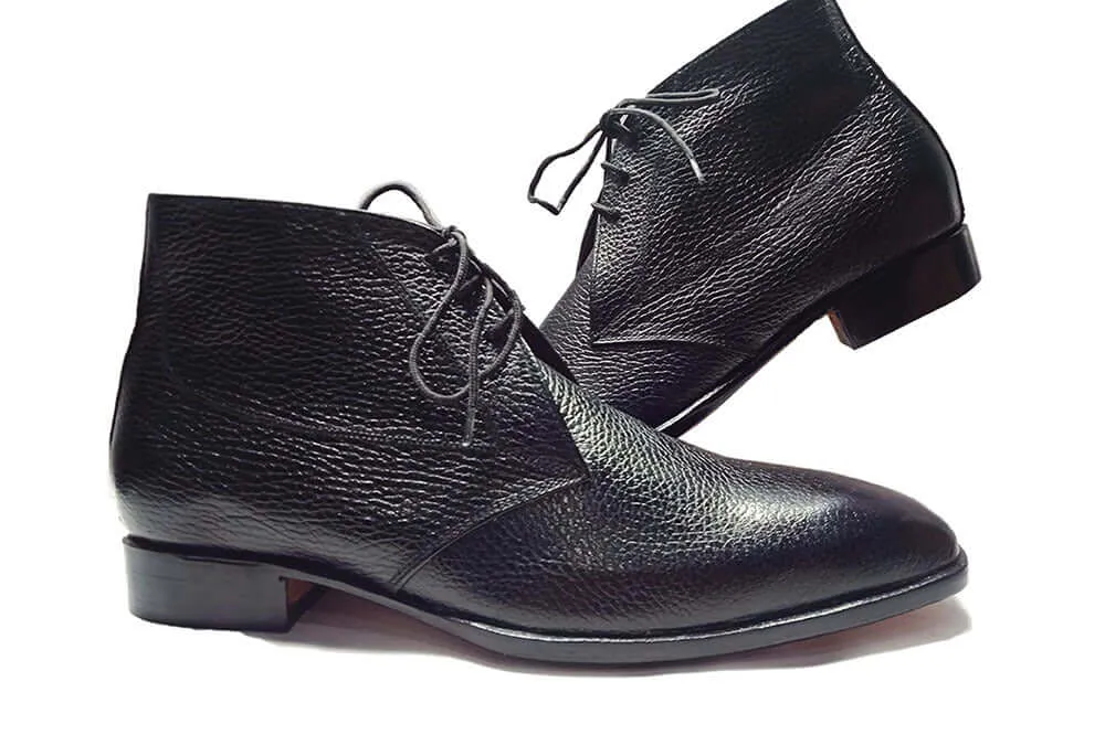 Handmade Men's New leather Boot, Men's Black Chukka Boot, Formal Lace Up boot