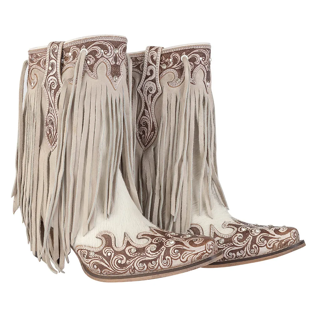 Hannah Canyon Fringed Hand-tooled Boots