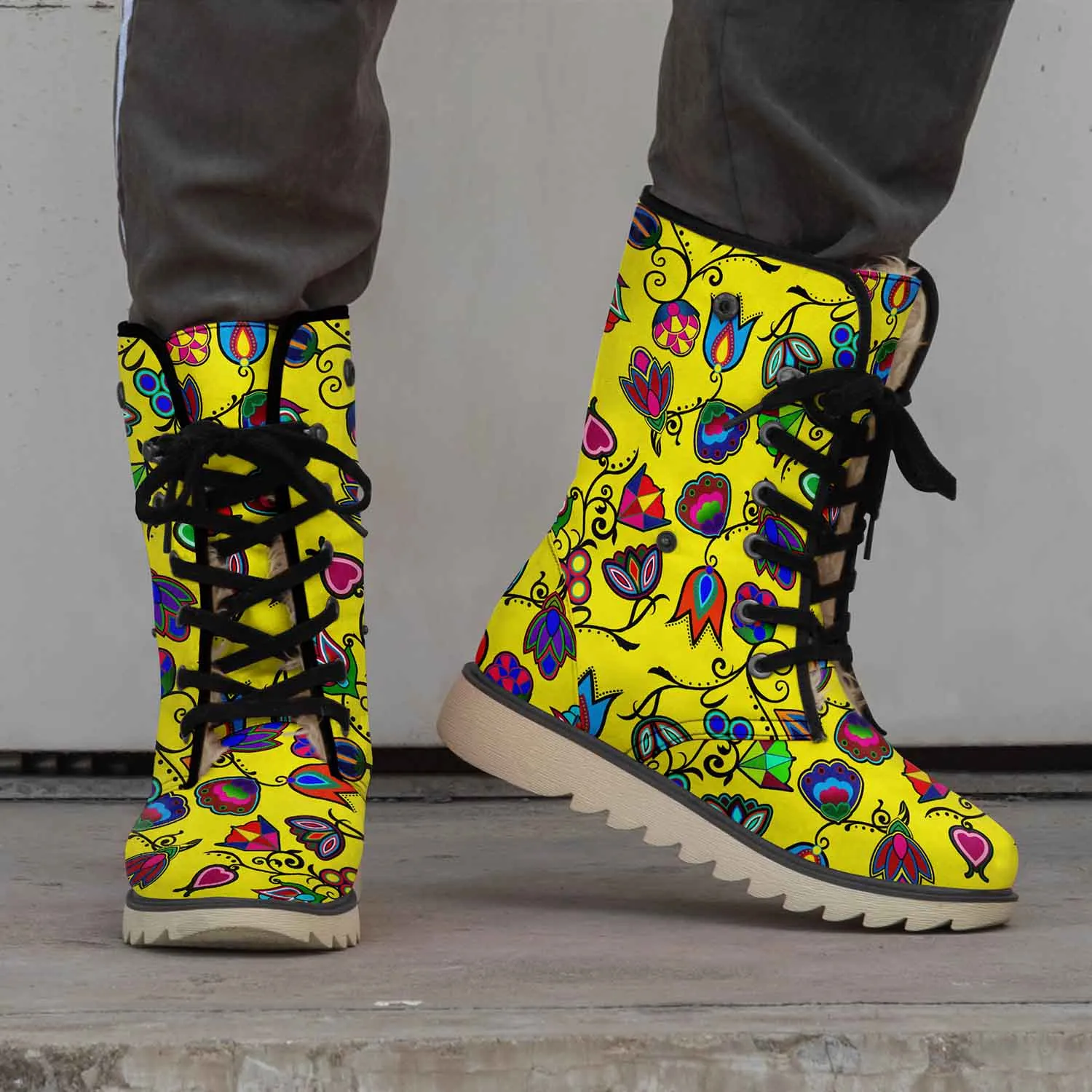 Indigenous Paisley Yellow Polar Winter Boots