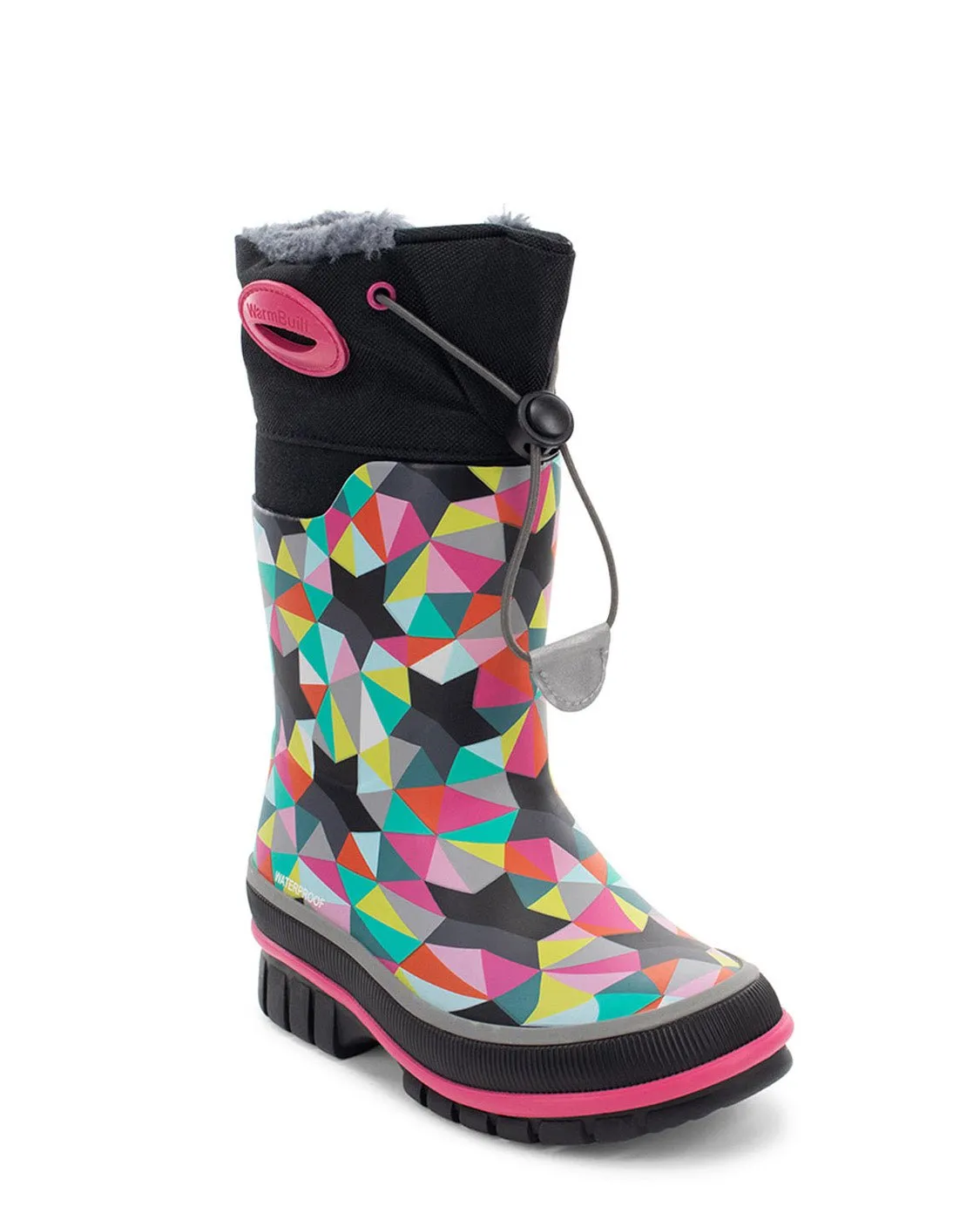 Kids Neoprene Faux Fur Cold Weather Boot - Black/Pink