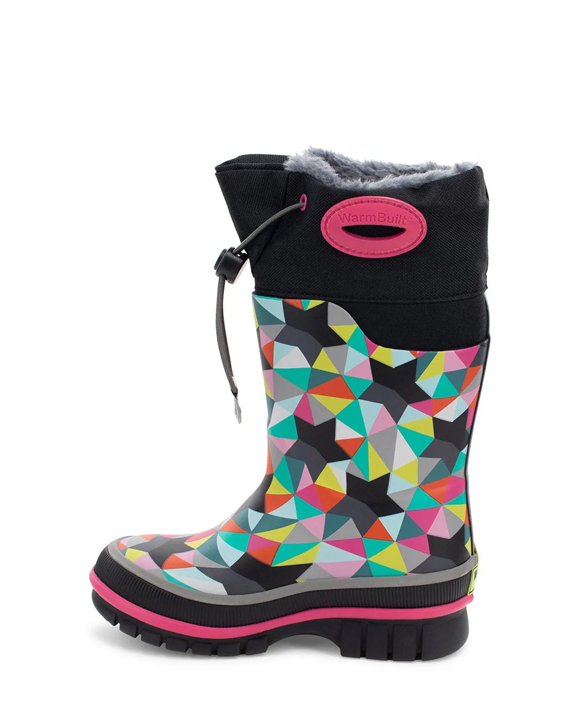 Kids Neoprene Faux Fur Cold Weather Boot - Black/Pink