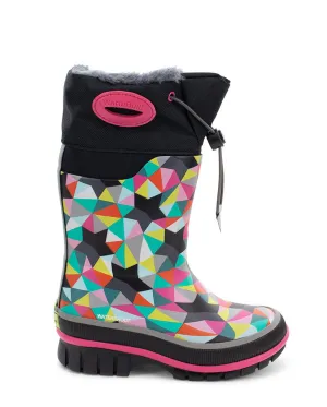 Kids Neoprene Faux Fur Cold Weather Boot - Black/Pink