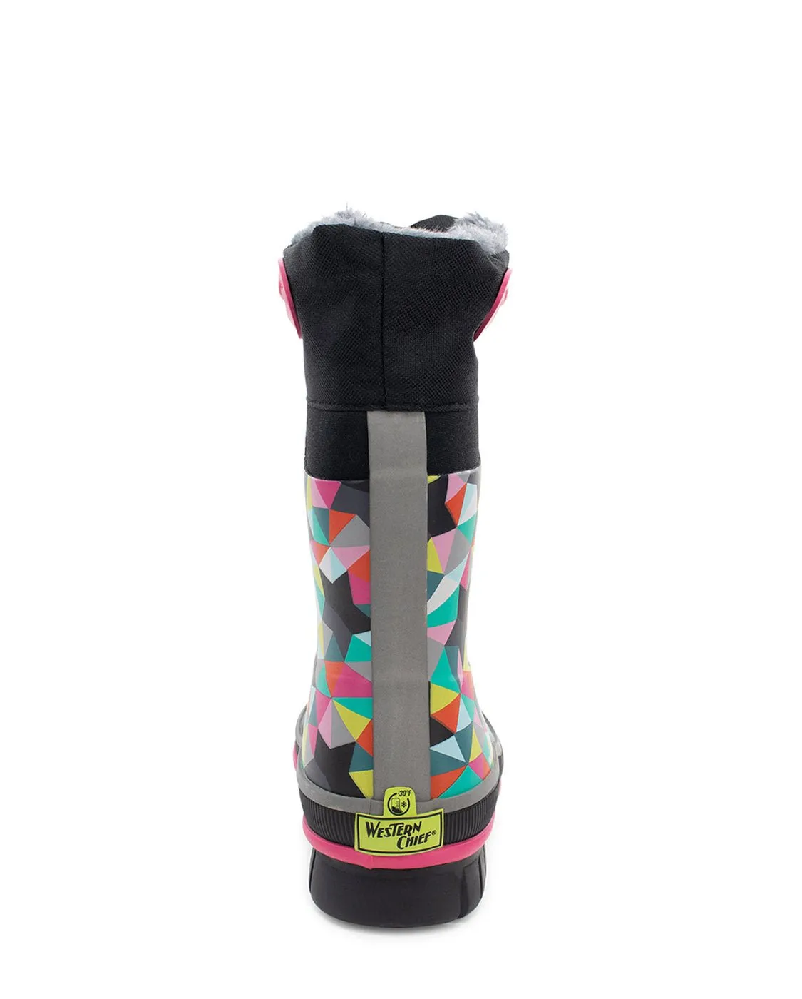 Kids Neoprene Faux Fur Cold Weather Boot - Black/Pink