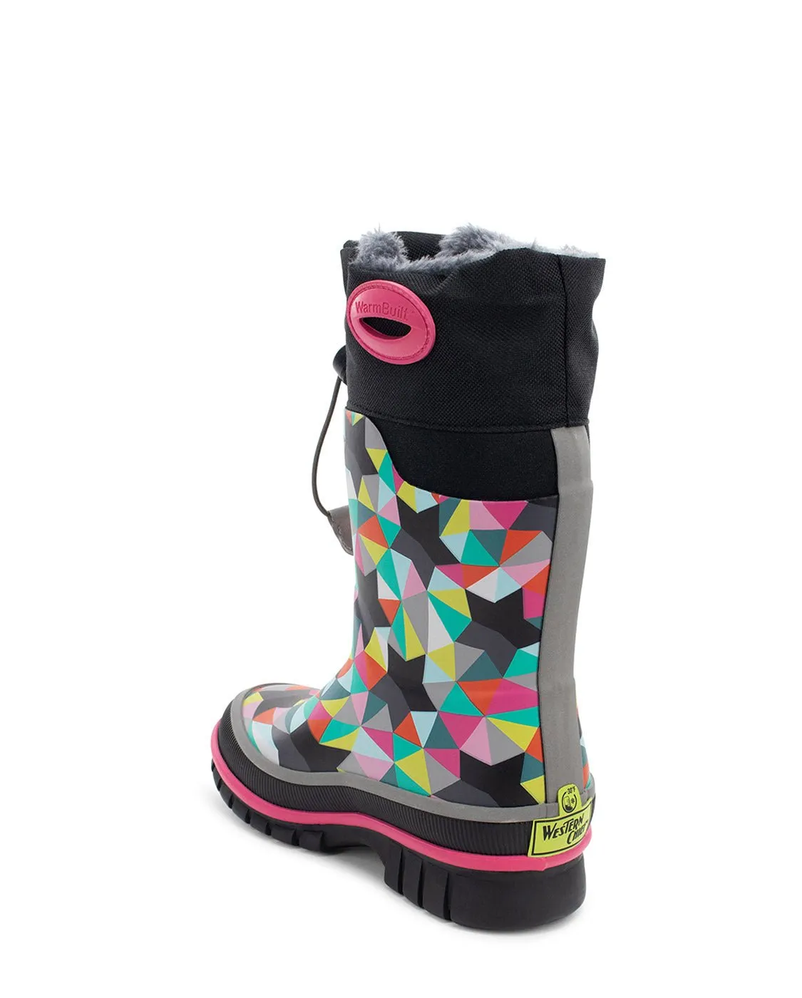 Kids Neoprene Faux Fur Cold Weather Boot - Black/Pink