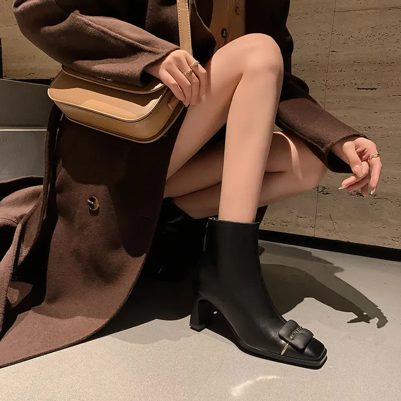 LeatherLuxe Opulent Zip Winter Boots