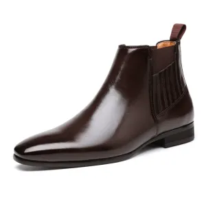 Luxe Serpent Leather Round Toe Chelsea Boots