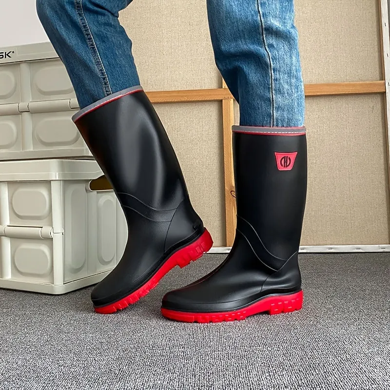 Mens Durable Waterproof Rain Boots - All-Weather Protection, Non-Slip Grip - Perfect for Outdoor Work & Heavy Fishing Expeditions, Knee High