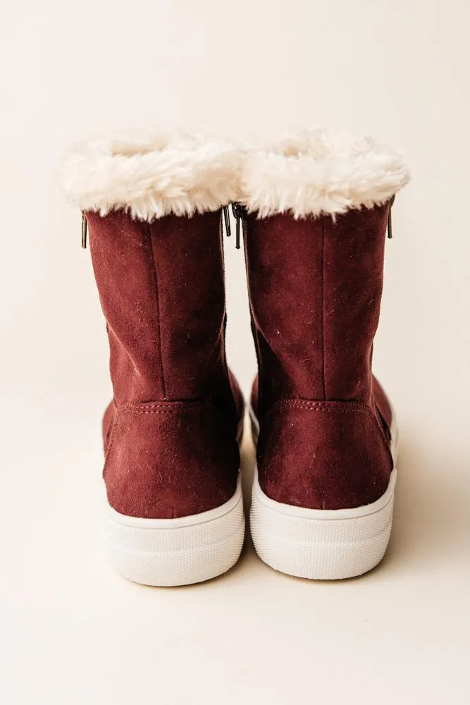 MIA Merion Fur Sneakers in Burgundy-FINAL SALE