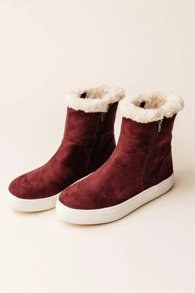 MIA Merion Fur Sneakers in Burgundy-FINAL SALE