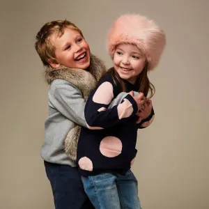 Pink Children's Faux Fur Pillbox Hat