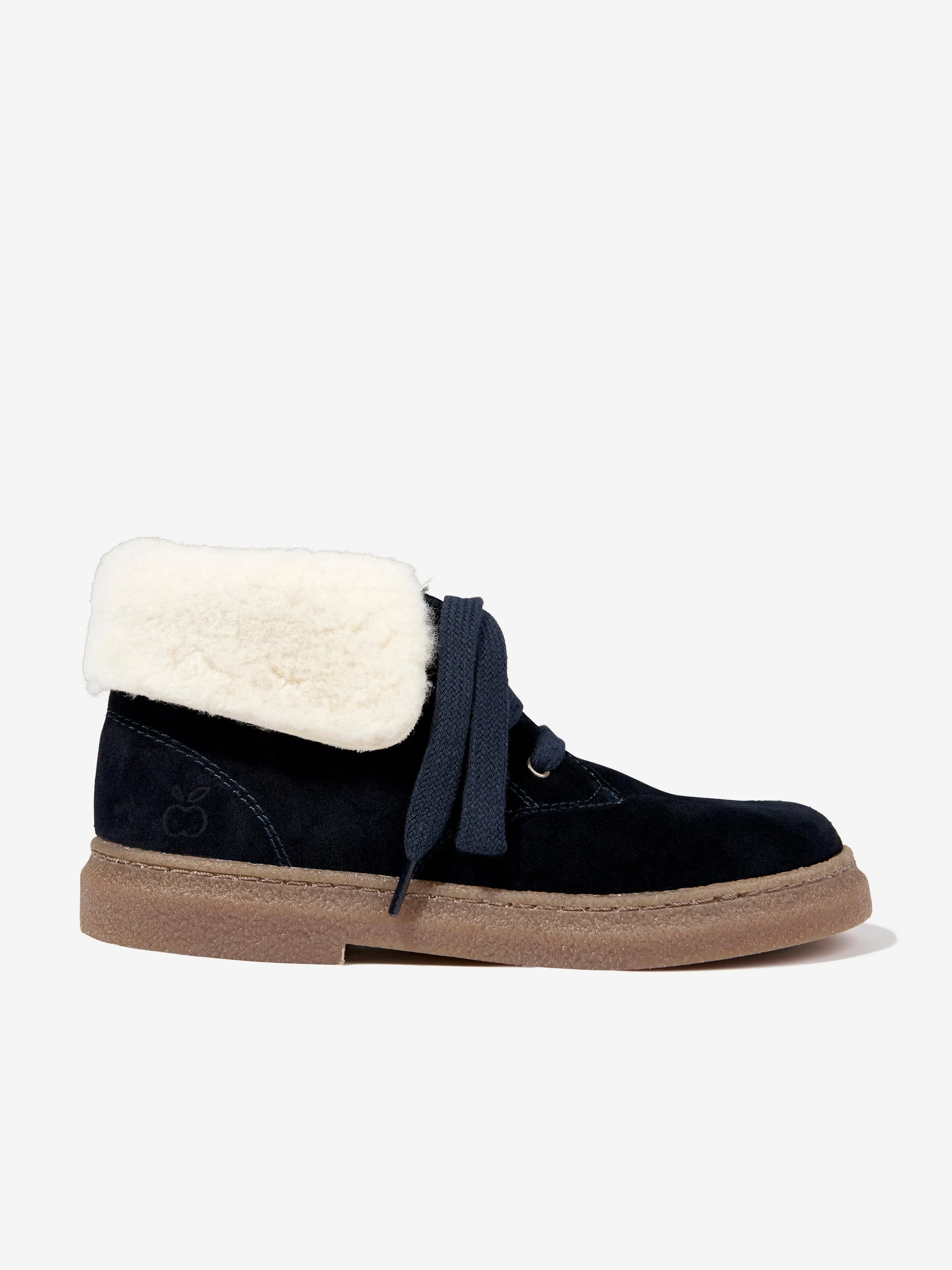 Pom D'Api Kids Sheepskin Trix Fur Boots in Navy