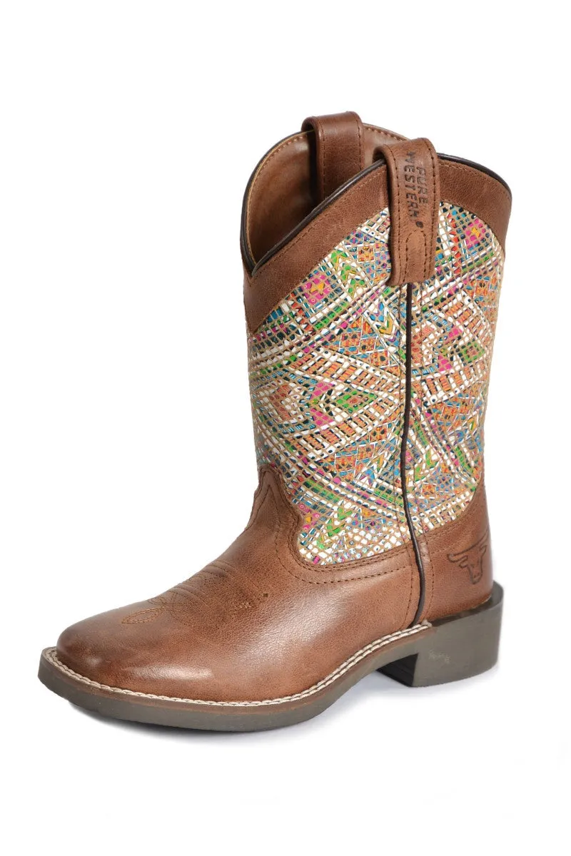 Pure Western Girls Dusty Boot Brown/Multi