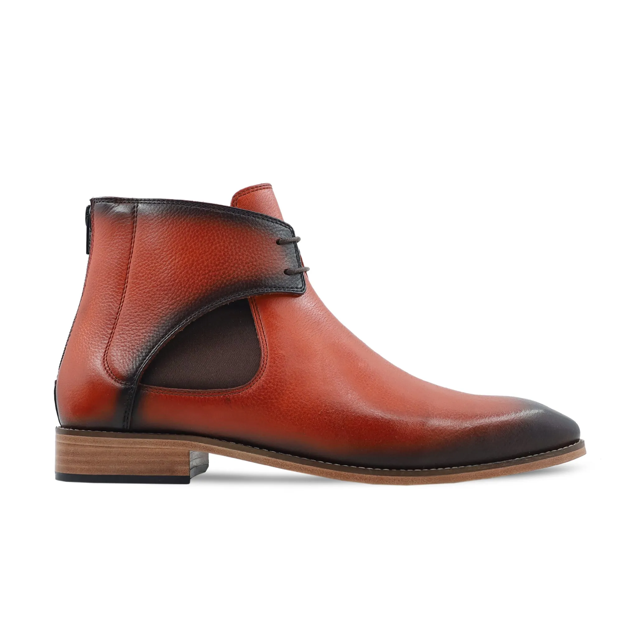 Tofua - Men's Burnished Orange Tan Pebble Grain Leather Boot