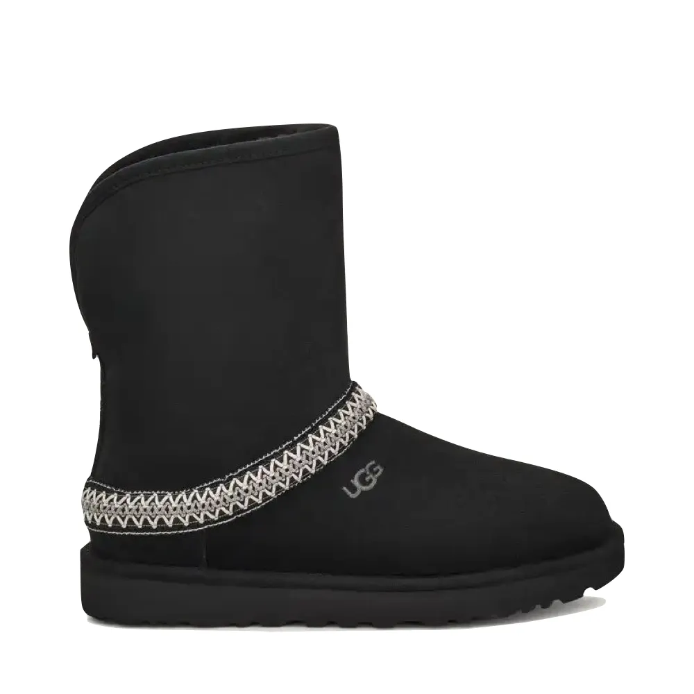 UGG Women's Classic Short Crescent Sheepskin Boot in Black