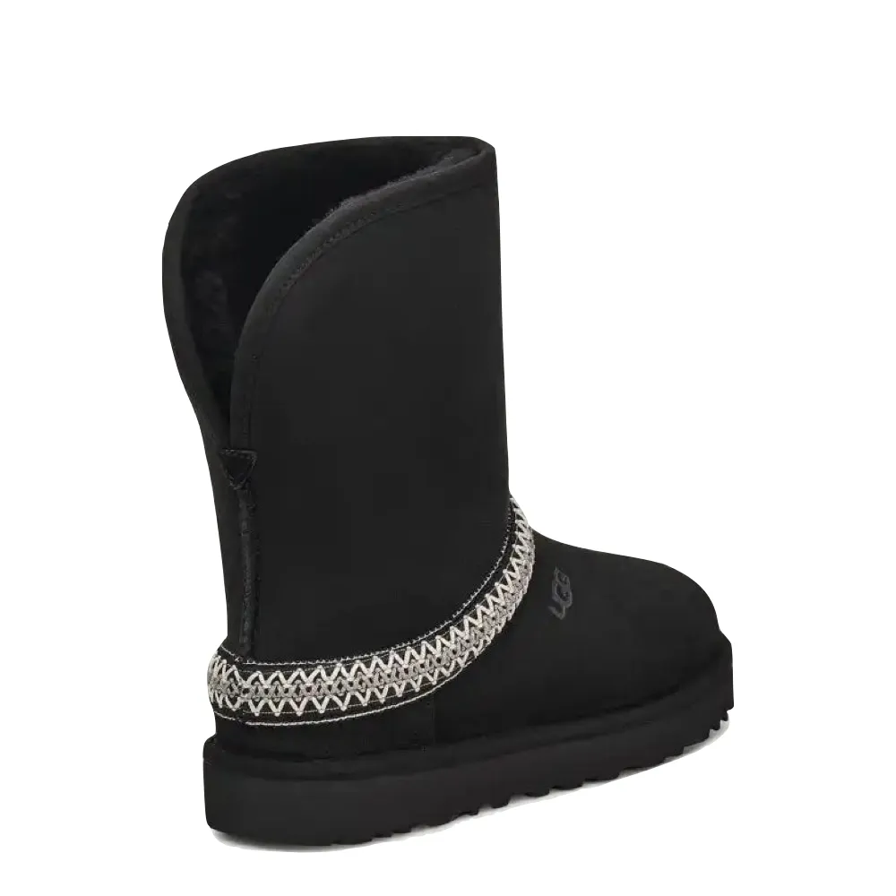 UGG Women's Classic Short Crescent Sheepskin Boot in Black