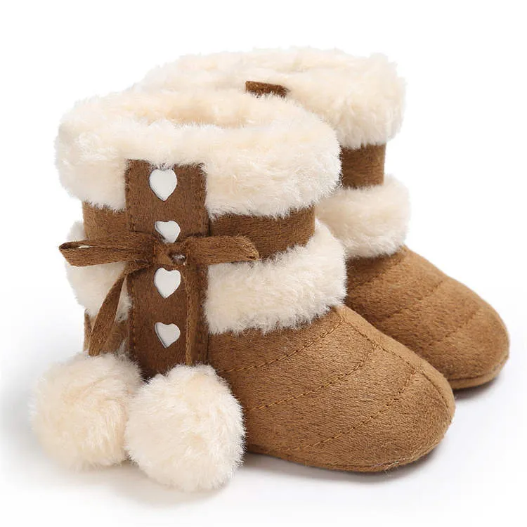 Warm Plush Cotton Rubber Kids Soft Sole Boots