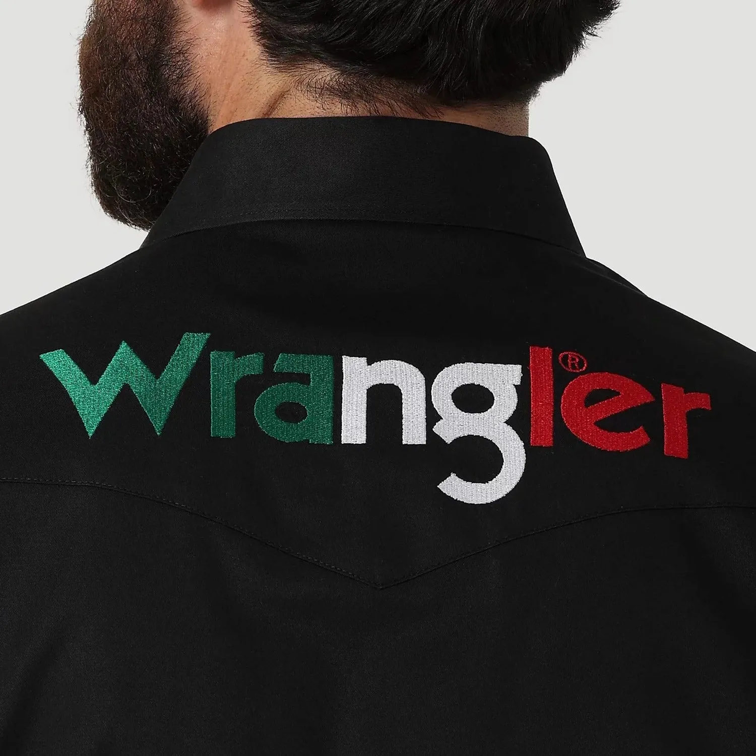 Wrangler® Men's Western Mexico Logo Snap-Front Long Sleeve Work Shirt